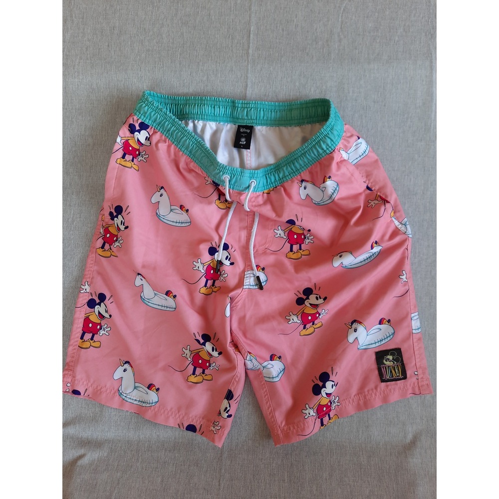 Disney by Neff Men's Large Mickey Mouse Art Logo Drawstring Elastic Waist Short